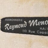 Lot of round table and 6 chairs in ironwork Raymond Menos Haiti