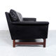 Danish design black leather and teak 3 seater sofa, 1960s