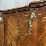 Louis XV style 3-door wardrobe in oak and rosewood - 1970s