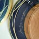 Pair of handcrafted bowls by Le Fer Rouge with blue and beige decor