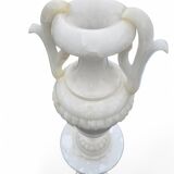 Neoclassical alabaster urn lamp on column