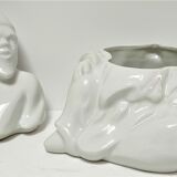 Anthropomorphic porcelain pot signed Baylac late nineteenth early twentieth