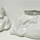 Anthropomorphic porcelain pot signed Baylac late nineteenth early twentieth