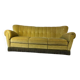 Canapé vintage jaune-vert / sofa / trois places avec franges