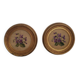 Pair of miniature gold round frames