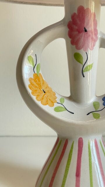 Vintage design enamelled ceramic lamp