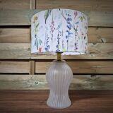 Table lamp, frosted glass base and floral shade