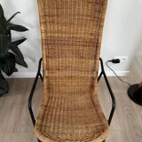 Vintage rattan armchair, model 514A, designer Dirk Van Sliedrecht, 1950s