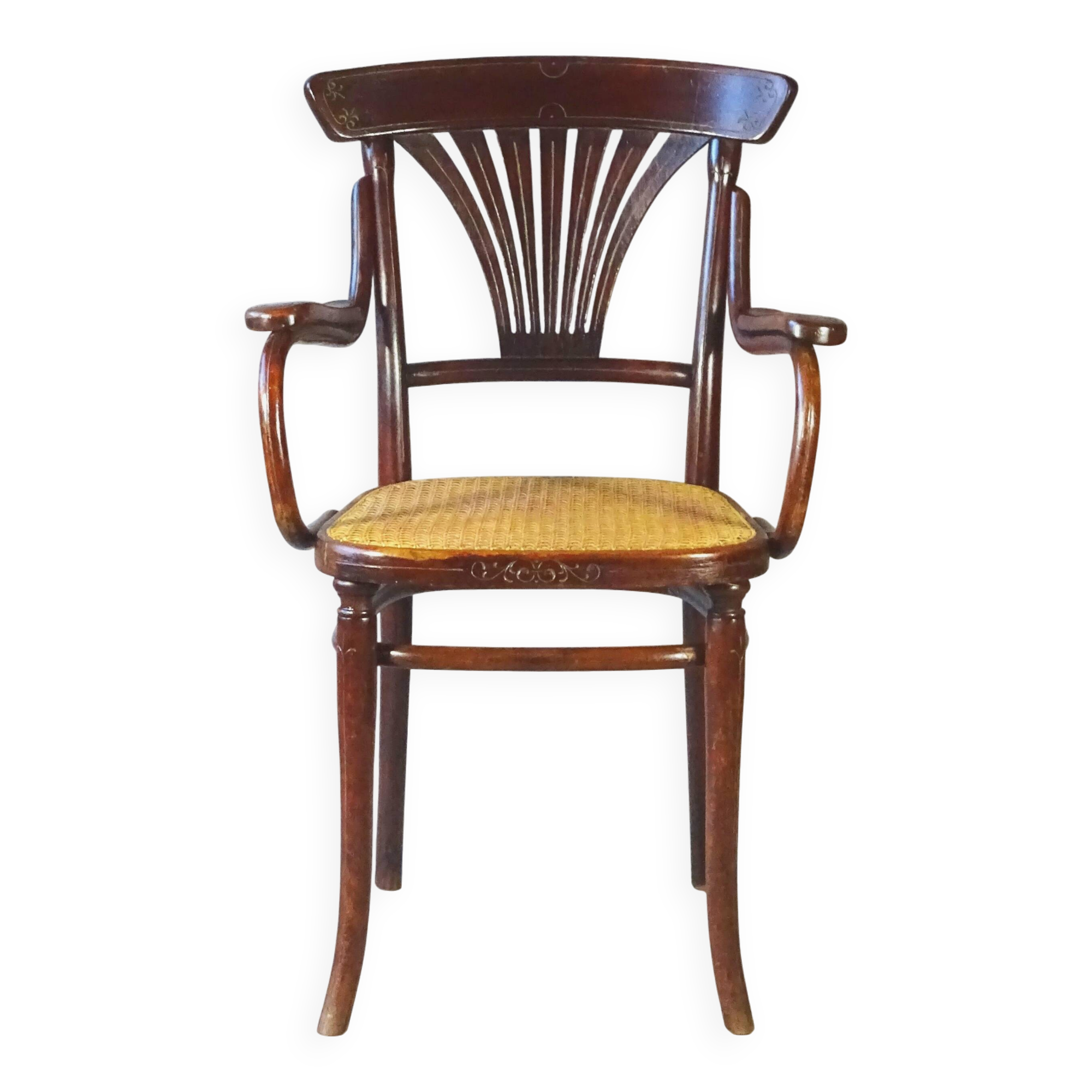 Thonet Armchair No. 221 with bronze decoration, circa 1900 - new caning -