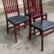 3 Scandinavian design chairs from the 1970s, solid wood, burgundy and black leather