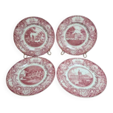 Lot de 4 assiettes Wedgwood Georgia Historical Plates Mulberry Angleterre vintage