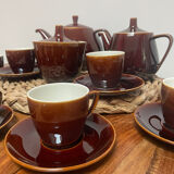 Villeroy & Boch vintage 60's complete coffee service in vitro enameled porcelain, glossy brown series