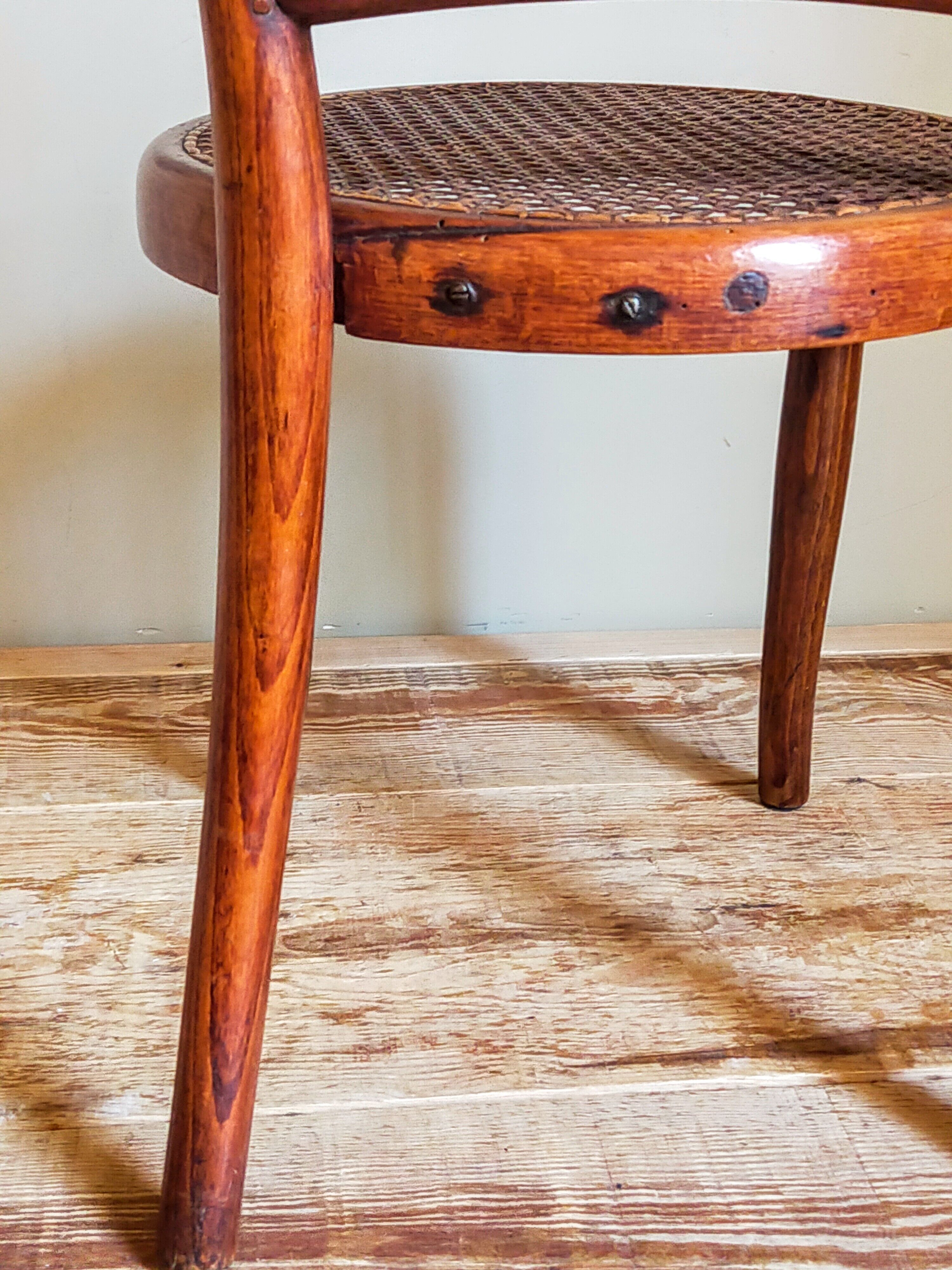 Children's chair in curved round wood old year