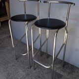 2 bar top stools metal chrome design 1980