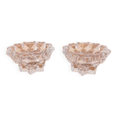 Pair of star pattern glass candle holders