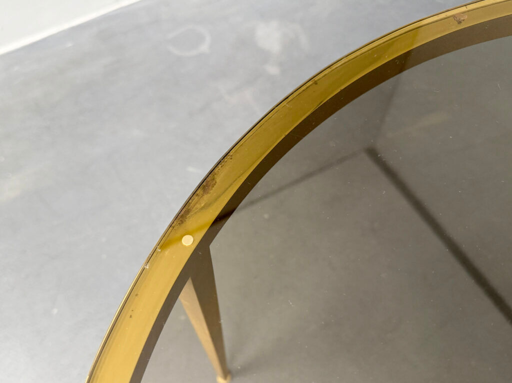 Hollywood Regency coffee table in brass and glass by Vereinigte Werkstätten, Germany, 1960s
