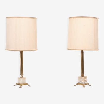 Two Classic Colum Table Lamps, 1960s, France