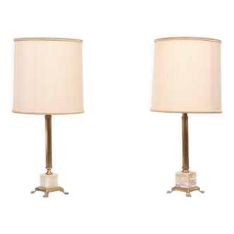 Two Classic Colum Table Lamps, 1960s, France