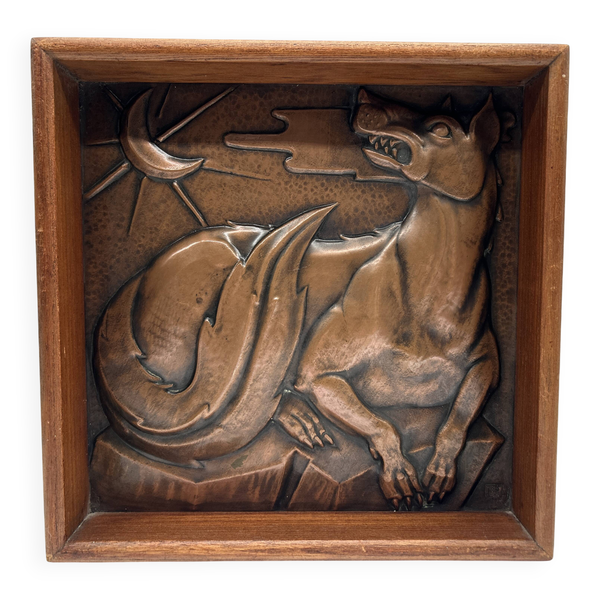 Art deco bas-relief in maredsous brasswork.