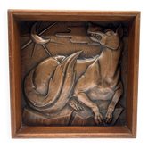 Art deco bas-relief in maredsous brasswork.