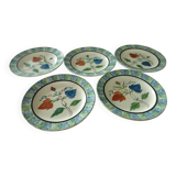 Fine earthenware plates from Forges Les Eaux, sponge decoration, late 19th century