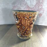 Small honey ocher lava enamel vase