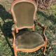 Fauteuil Voltaire Louis Philippe en velours vert bois XIX