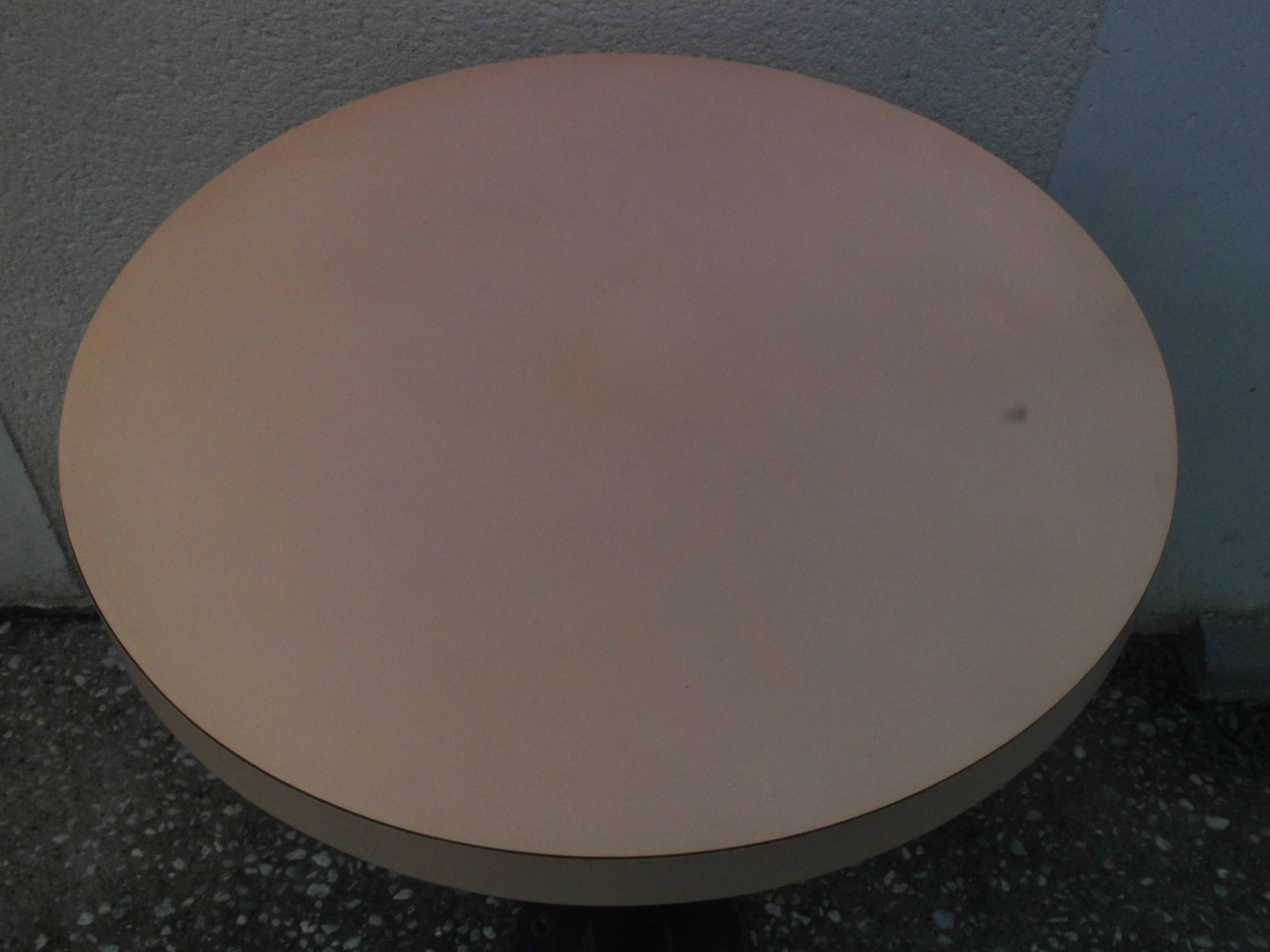 Table bistro foot metal tray formica light brown