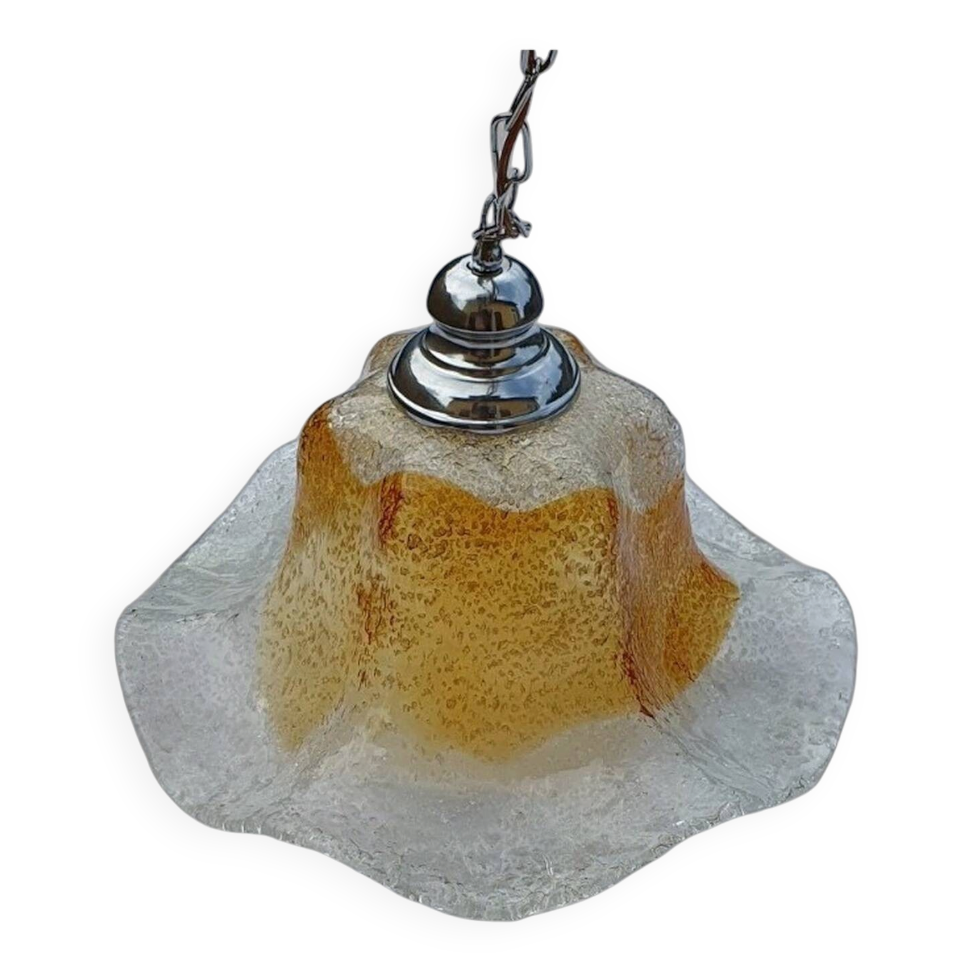 Vintage Flower Suspension Lamp Murano Glass Mazzega Italy 1960s/70s