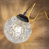 Vintage globe pendant lamp in molded glass