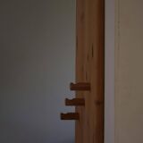 Sculptural wall-mounted coat rack in solid pine, Danish modern, 1980s.