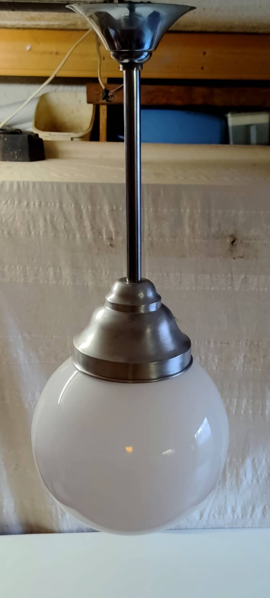 Bauhaus opaline globe suspension XL - mid 20th century