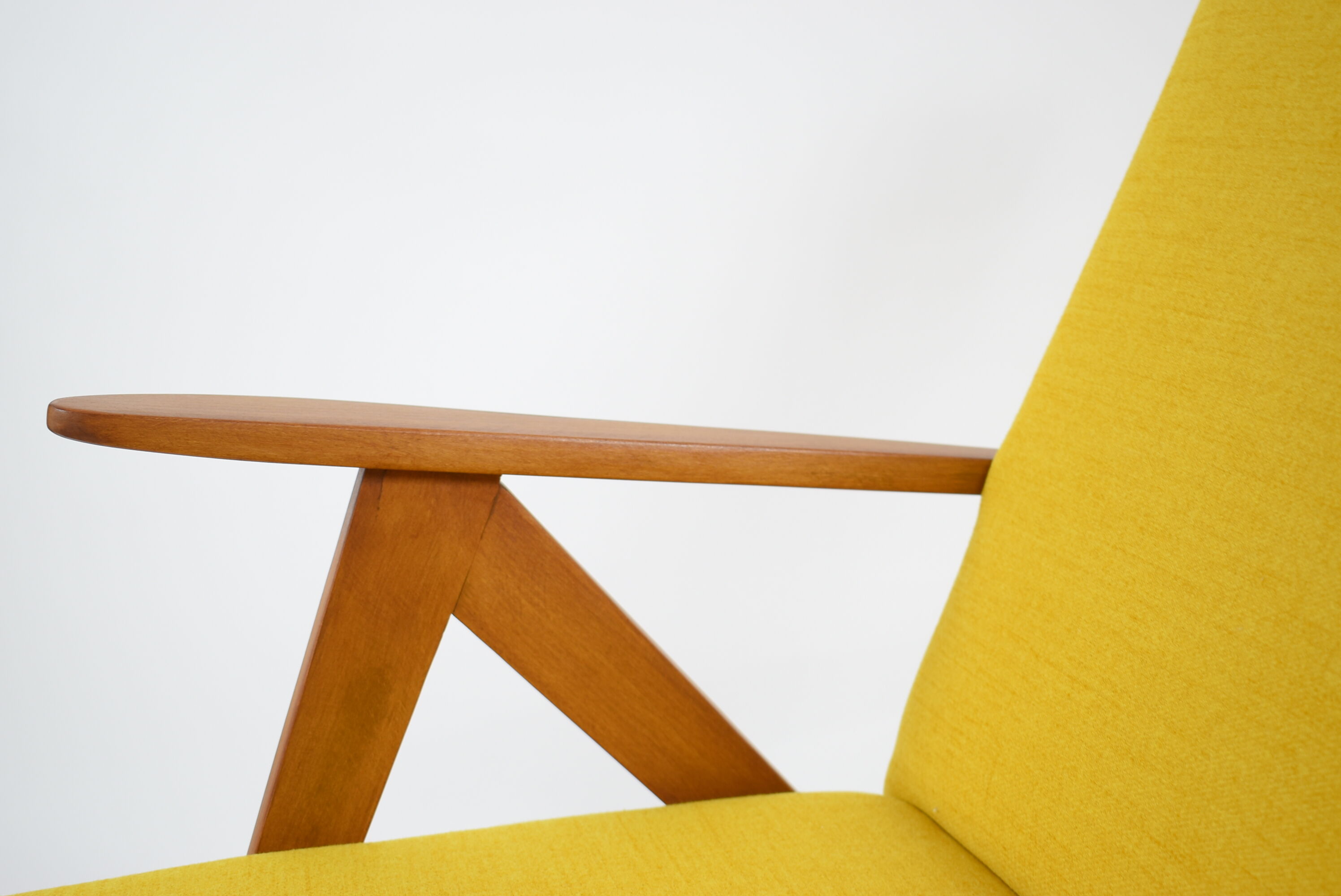 Scandinavian armchair, 60s, fully restored, yellow fabric