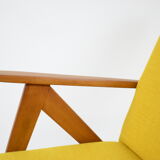 Scandinavian armchair, 60s, fully restored, yellow fabric