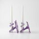 Pair of flower candle holders made of glass, handcrafted in Italy.