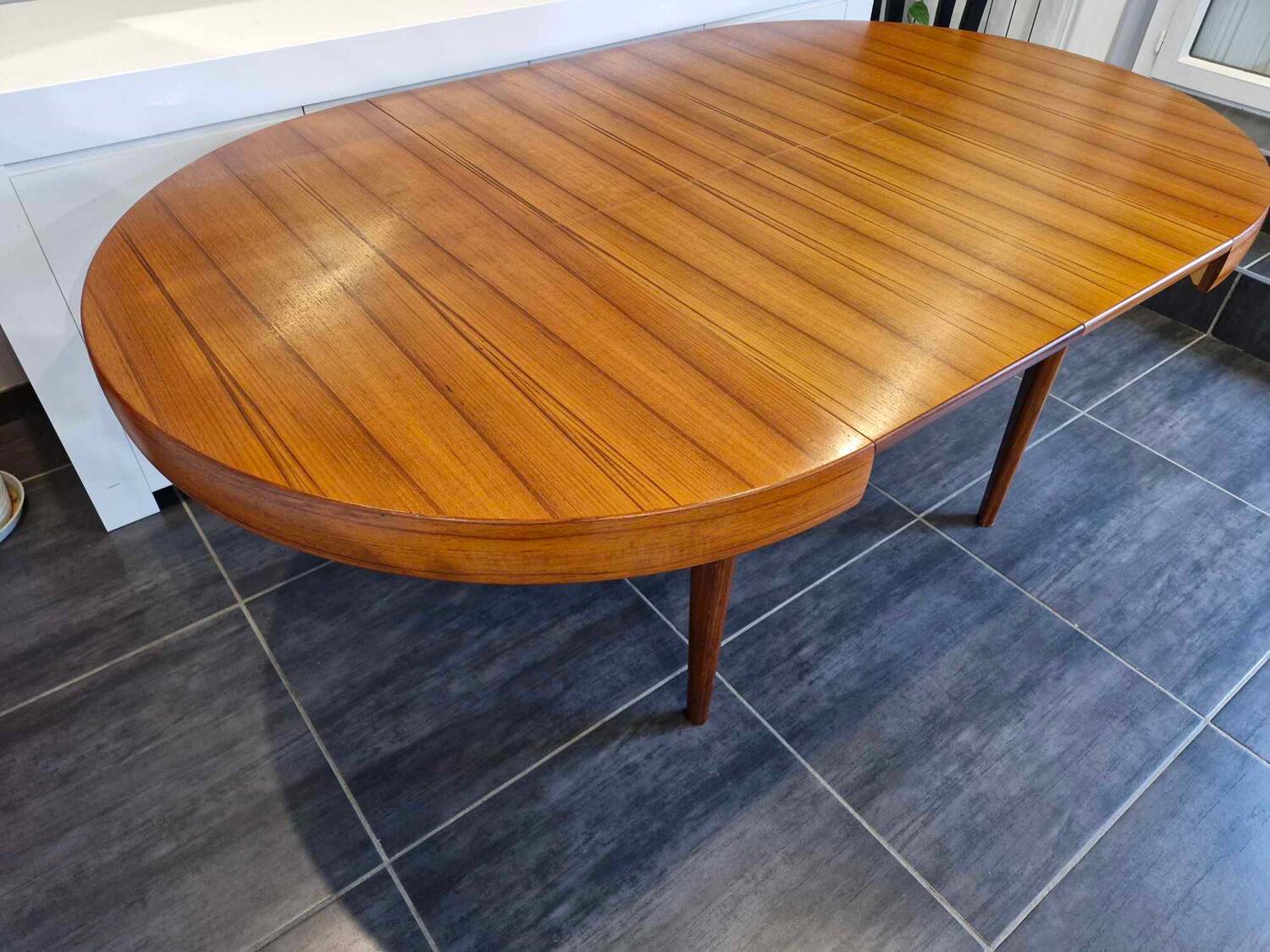 Scandinavian extendable teak round table, 1960s