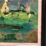 French school of the 20th century. The regattas. Oil on cardboard.