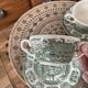 Ensemble de 2 bols à bouillon et soucoupes verts ironstone England
