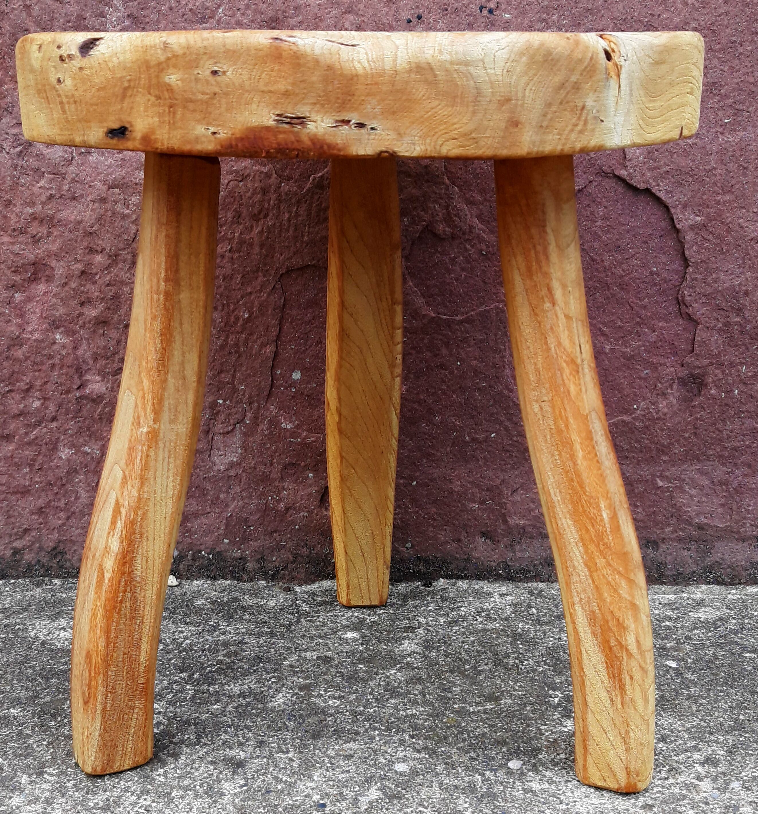 Brutalist wooden stool