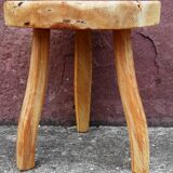 Brutalist wooden stool