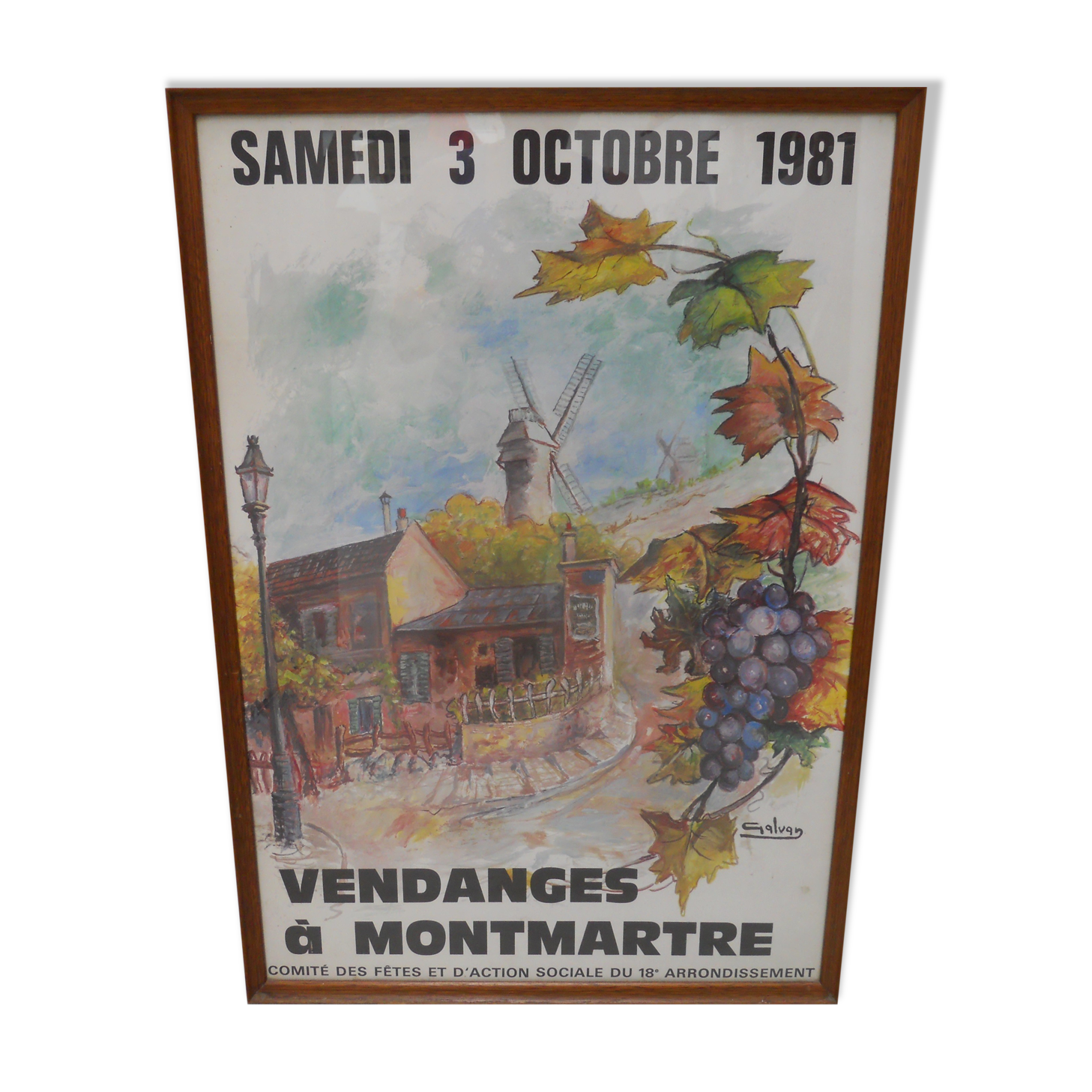 Poster under glass harvest a montmartre 1981 artist galvan