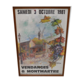 Poster under glass harvest a montmartre 1981 artist galvan