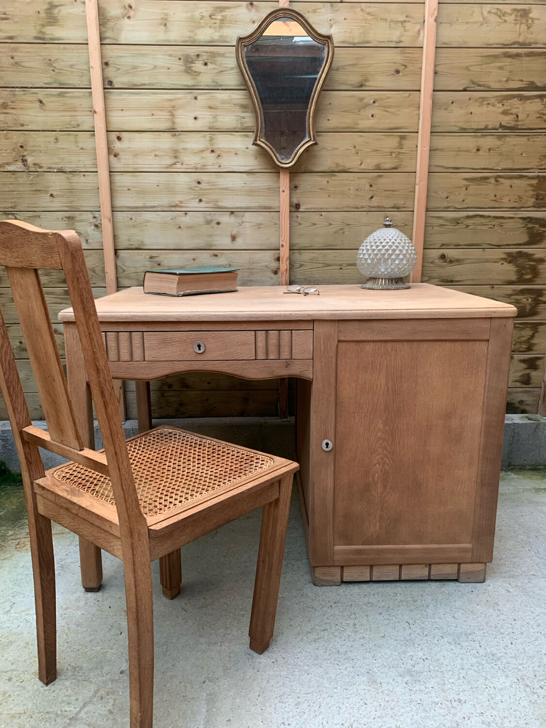 Solid oak Art Deco desk