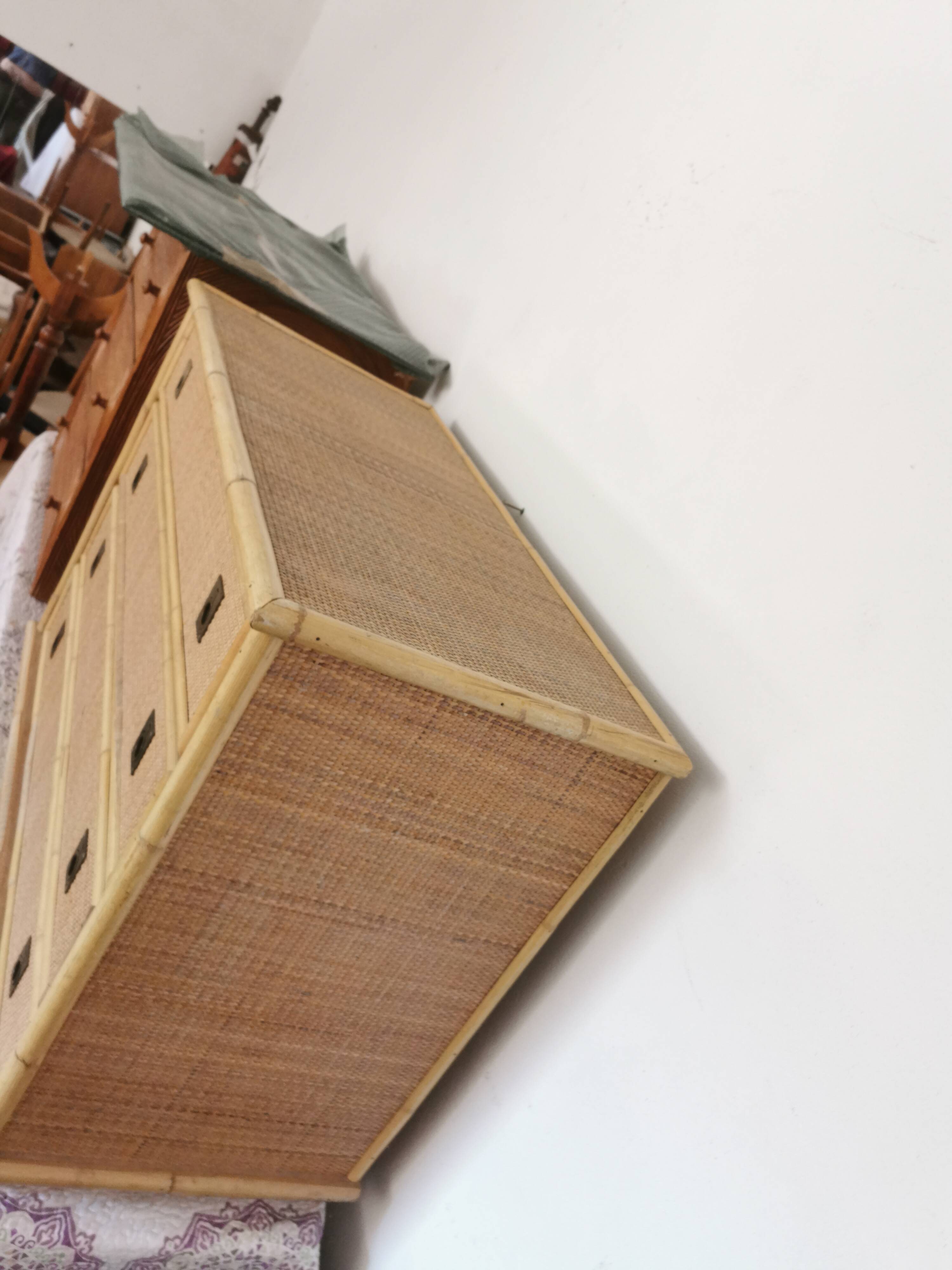 Dal Vera rattan and bamboo commodus circa 1960