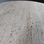 Vintage travertine bistro/dining table with metal base. (B)