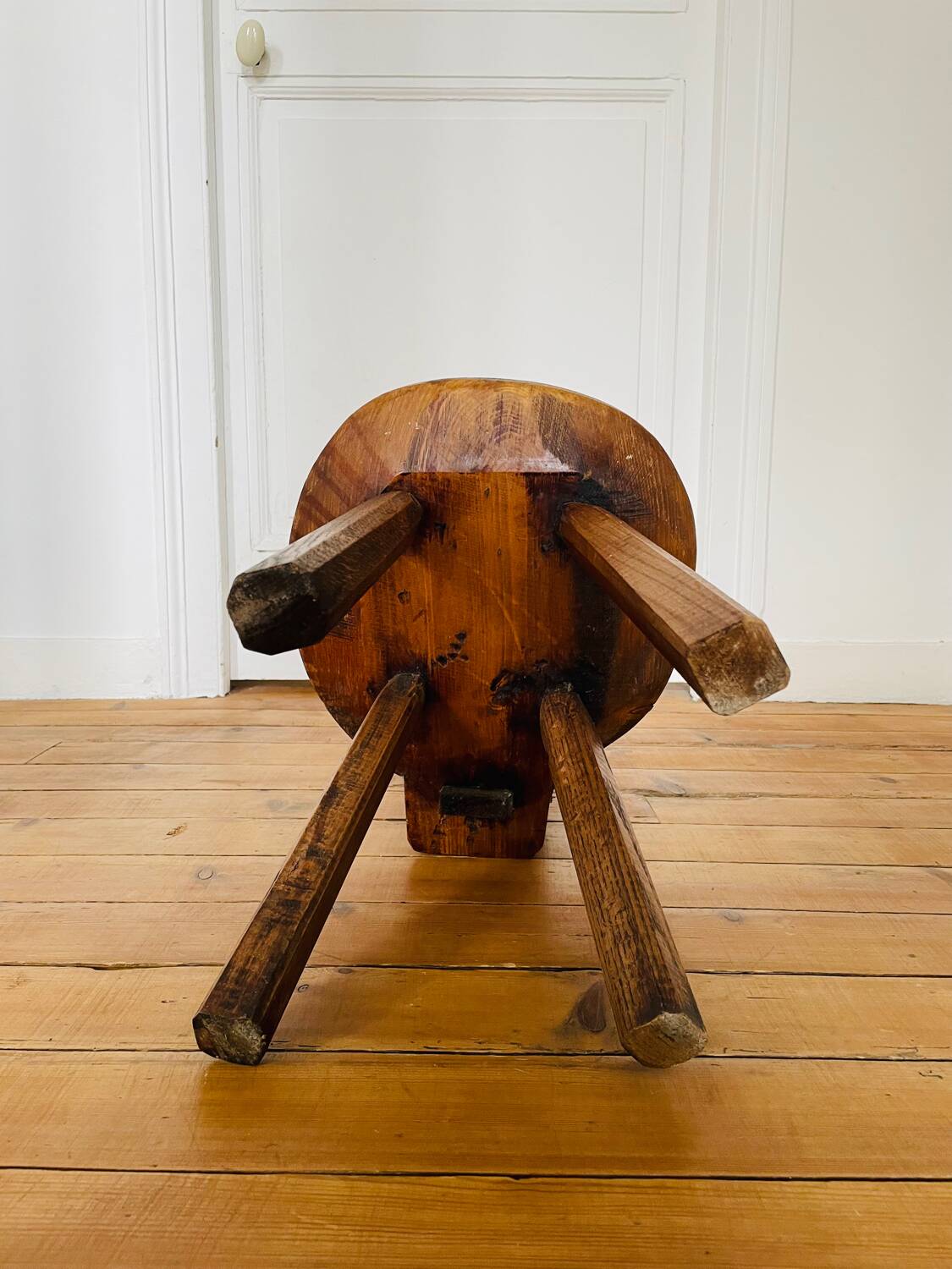 Antique brutalist chair in pine and oak