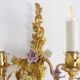 Pair of bronze wall lights with flower decoration. Circa 1880.