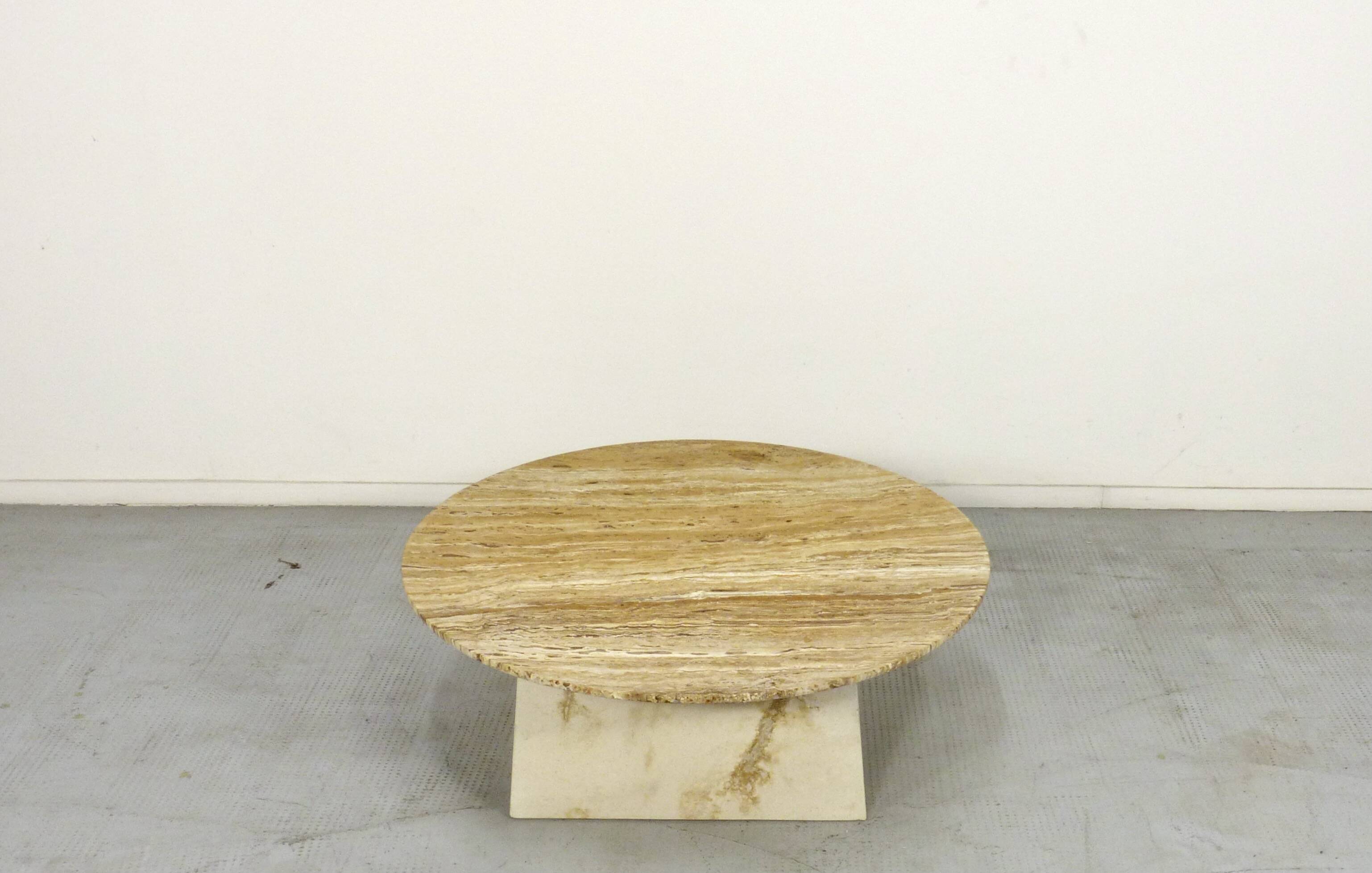 1970s Italian Travertine Minimalist Geometric Coffee Table. Modern/Midcentu