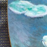 Square bowl in Lunéville Saint Clément earthenware, Monet's Water Lilies decoration.