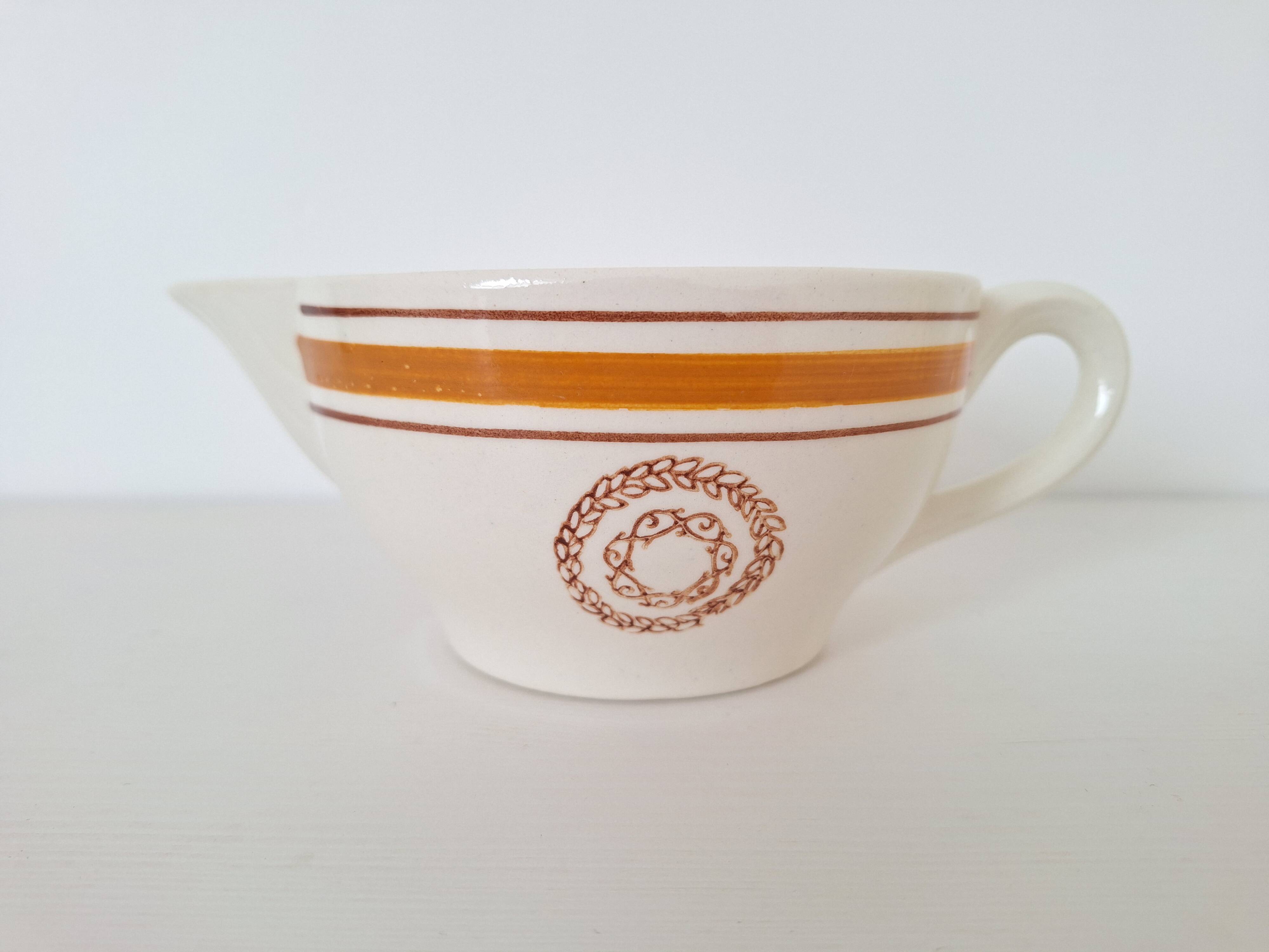 Saucière Gien marron et orange modèle Ladon